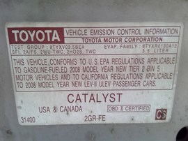 2008 TOYOTA AVALON, SILVER, TOURING MODEL, 3.5L, AT.   Z26266